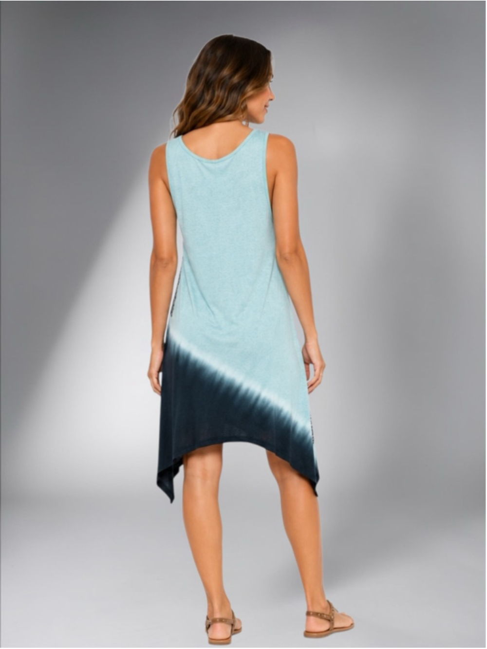 Yak N Yeti Black & Teal Ombré Shark-Bite Tank Tunic – Size M - Picture 5 of 12